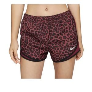 Nike Dri-Fit Tempo Leopard Running Shorts Womens Red NEW